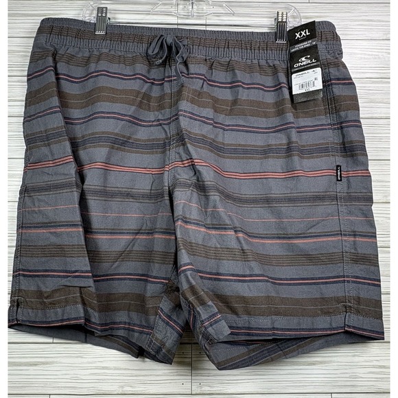 O'Neill Other - ONeill Men's Low Key Casual Striped Shorts Gray Red Sz 2XL‎ Summer Beach